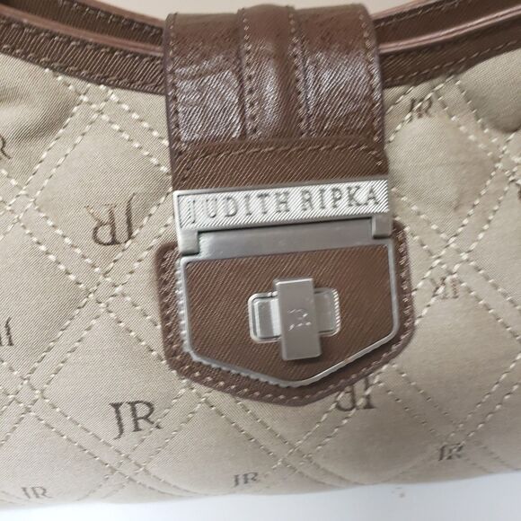 Judith Ripka Satchel Canvas Handbag Top Handle Silver Hardware Medium NWOT - Picture 7 of 16